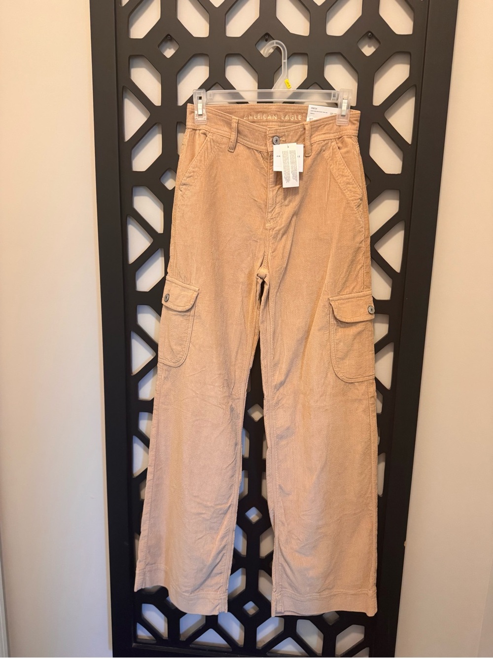 American Eagle Outfitters Wide Leg Corduroy Cargo Pants - Beige